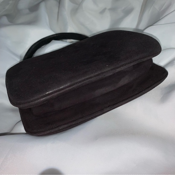 PRADA "zaffiro" blue-black SUEDED LEATHER top handle bag - Picture 10 of 12